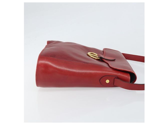 Borsa a spalla in tela a nido d'ape PVC rossa e oro Christian Dior Auth 169756 - vista 4
