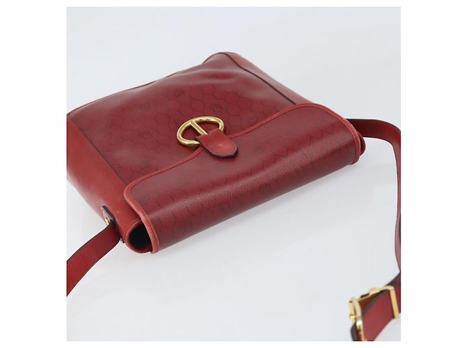 Borsa a spalla in tela a nido d'ape PVC rossa e oro Christian Dior Auth 169756 - vista 6