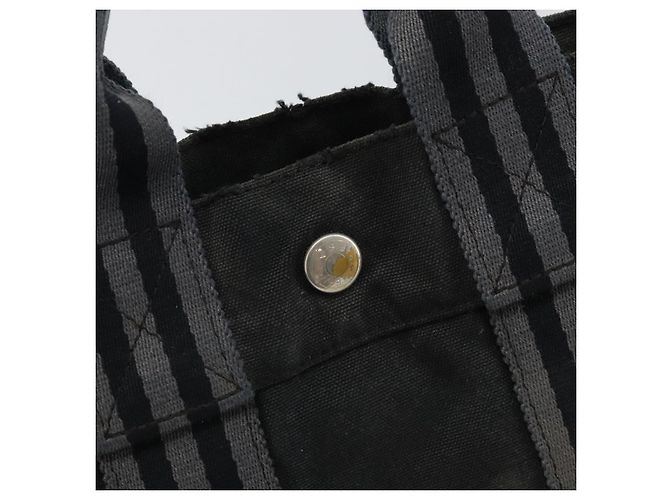 Hermès HERMES Borsa Fourre Tout PM in Tela Nera Argento Auth ti3705 Nero - vista 14