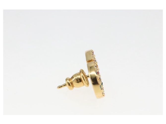 Orecchino a perno in strass Christian Dior in metallo dorato Auth 168258M - vista 4