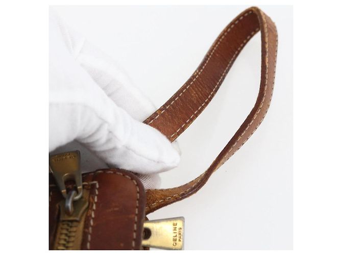 Céline Clutch in tela Macadam CELINE in pelle PVC marrone oro Auth ti3690 D'oro - vista 8