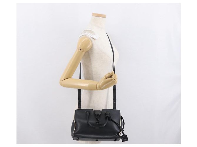 SAINT LAURENT Borsa a Mano Baby Kabas in Pelle 2 in 1 Nera LTH424868 Auth 171093 - vista 25