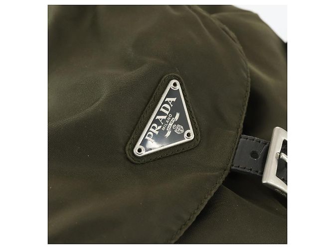 PRADA Backpack Nylon Khaki Silver Auth 166398 Silvery - view 16