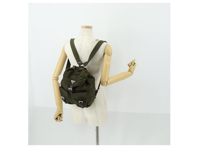 PRADA Backpack Nylon Khaki Silver Auth 166398 Silvery - view 29