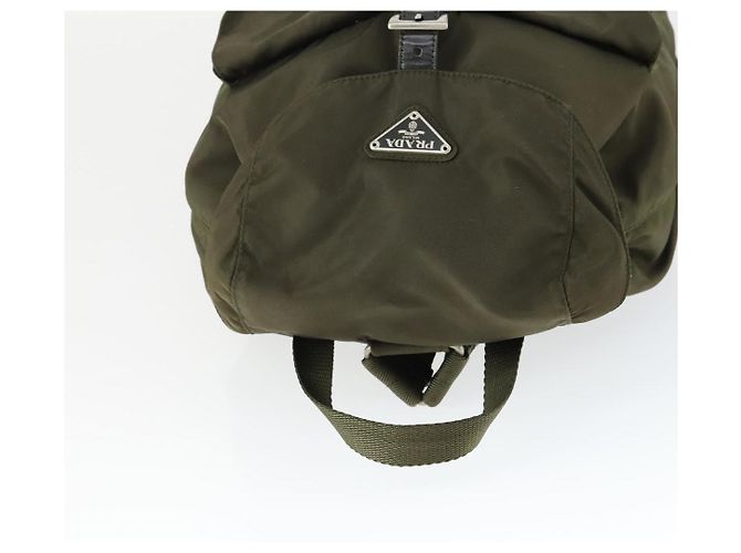 PRADA Backpack Nylon Khaki Silver Auth 166398 Silvery - view 6