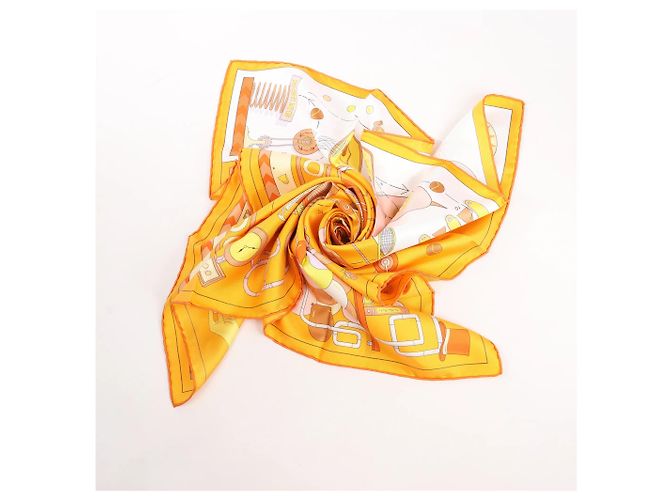 Foulard in seta Hermès Carré 90 "Tea for Two" arancione - vista 14
