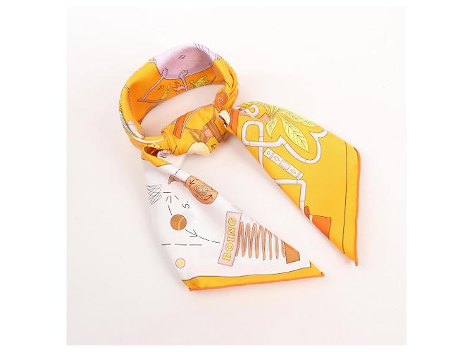Foulard in seta Hermès Carré 90 "Tea for Two" arancione - vista 15
