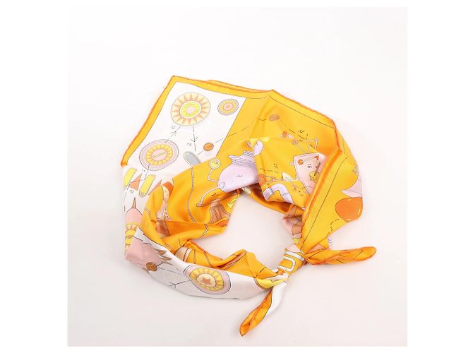 Foulard in seta Hermès Carré 90 "Tea for Two" arancione - vista 16