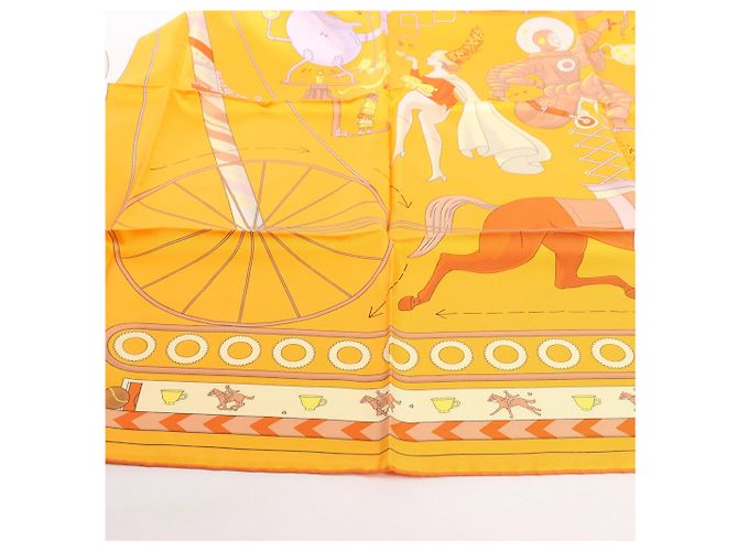 Foulard in seta Hermès Carré 90 "Tea for Two" arancione - vista 4