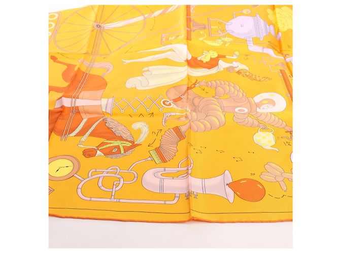 Foulard in seta Hermès Carré 90 "Tea for Two" arancione - vista 5