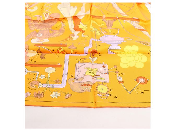 Foulard in seta Hermès Carré 90 "Tea for Two" arancione - vista 6