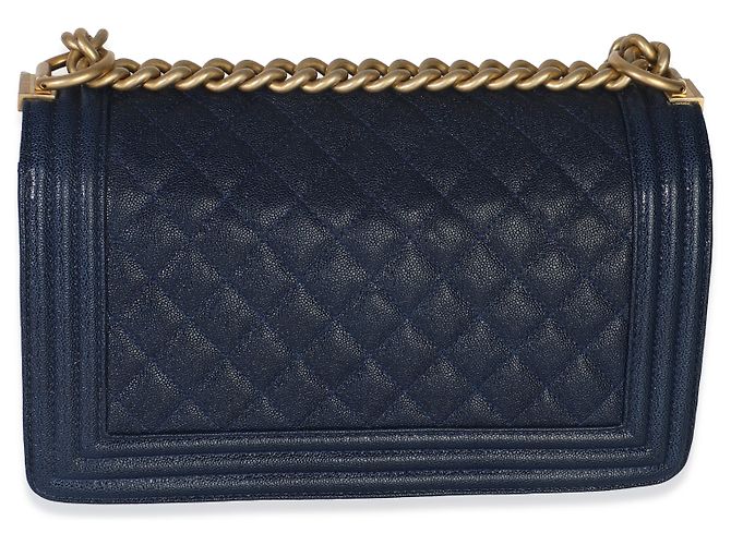 Chanel Navy gestepptes Kaviar Alte Medium Boy Handtasche Blau - Ansicht 2