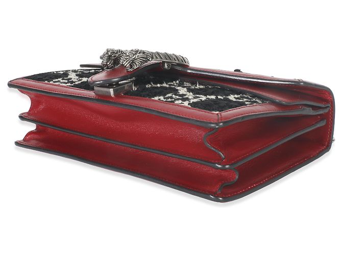 Borsa a spalla media Dionysus in tweed GG monogram nero, bianco e rosso di Gucci - vista 6