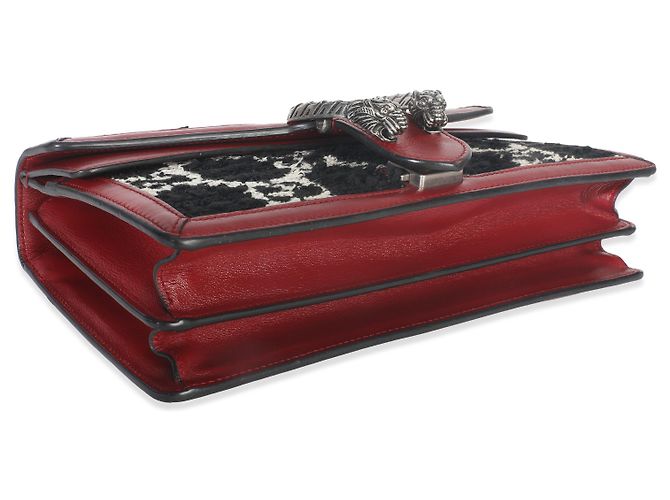 Borsa a spalla media Dionysus in tweed GG monogram nero, bianco e rosso di Gucci - vista 7