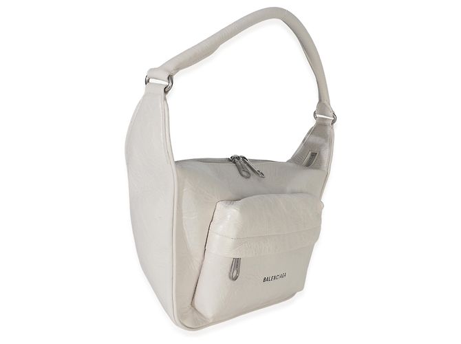 Everyday Borsa a spalla Raver media in pelle di vitello bianca invecchiata Balenciaga - vista 4