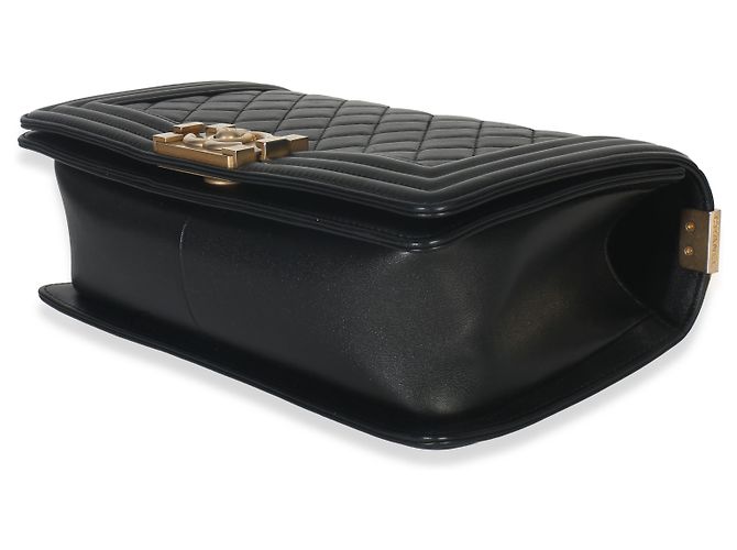 Chanel Schwarze Gequiltete Lammleder Alte Medium Boy Bag - Ansicht 6