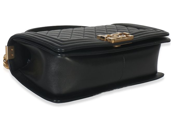Chanel Schwarze Gequiltete Lammleder Alte Medium Boy Bag - Ansicht 7