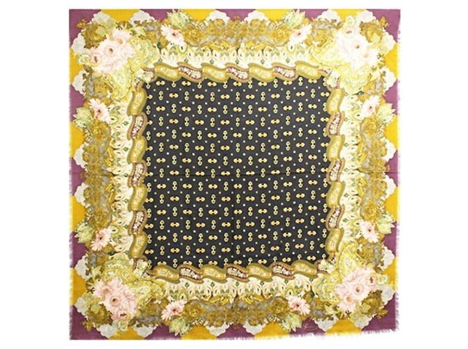 Sciarpa/Scialle Grande in Lana e Seta Gucci Nero Multicolore - vista 2