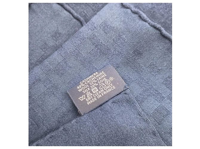 Stola in cashmere, lana e seta blu navy Hermès - vista 5