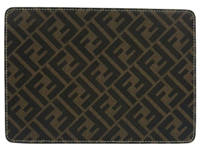 Pochette en cuir marron Zucca Fendi - vue 2