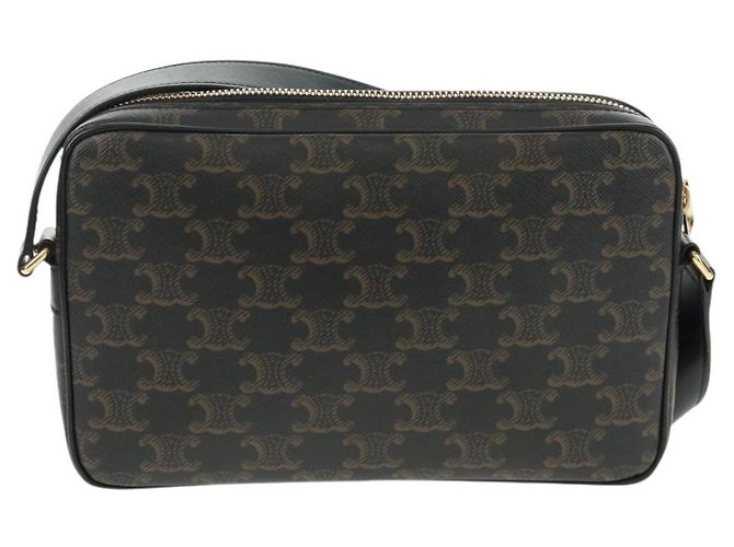 Céline Celine Logo Messenger Bag Triomphe aus beschichtetem Canvas Medium Schwarz - Ansicht 2