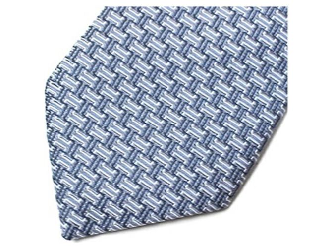 Hermès Hermes Silk Cravat in Blue and Gray Brown - view 3