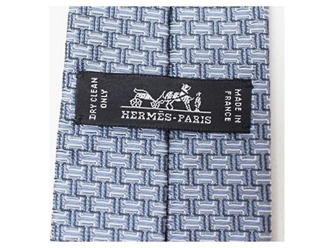 Hermès Hermes Silk Cravat in Blue and Gray Brown - view 4