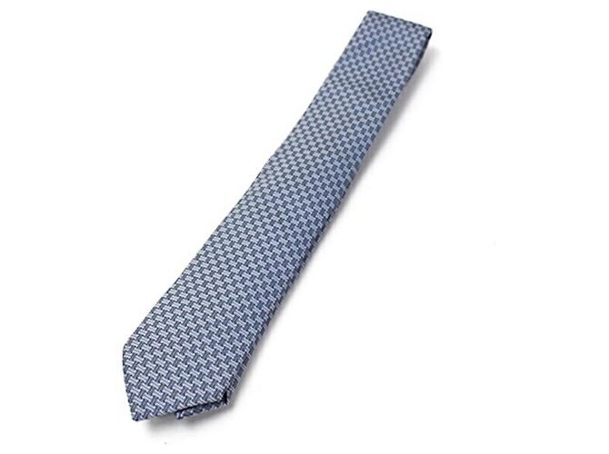Hermès Hermes Silk Cravat in Blue and Gray Brown - view 7