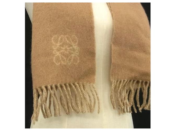 Sciarpa in angora marrone con anagramma Loewe - vista 3