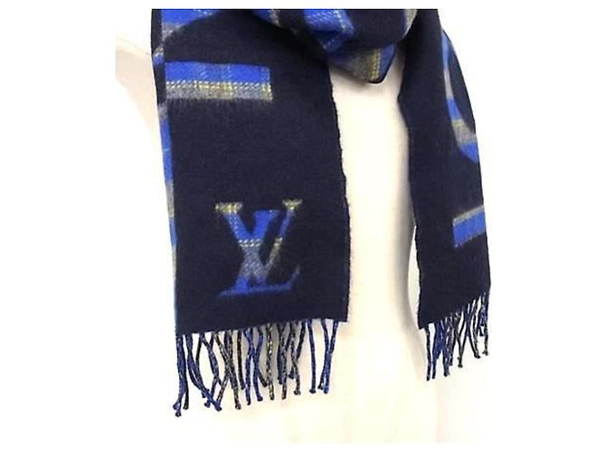 Stola in lana e cashmere blu Louis Vuitton - vista 3