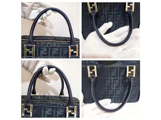 Borsa a spalla Fendi Zucca in nylon verde scuro - vista 11