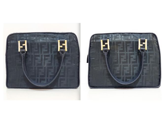 Borsa a spalla Fendi Zucca in nylon verde scuro - vista 14