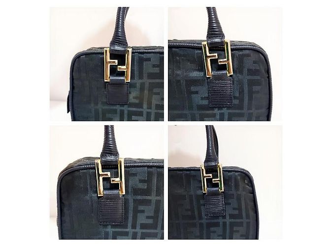 Borsa a spalla Fendi Zucca in nylon verde scuro - vista 8