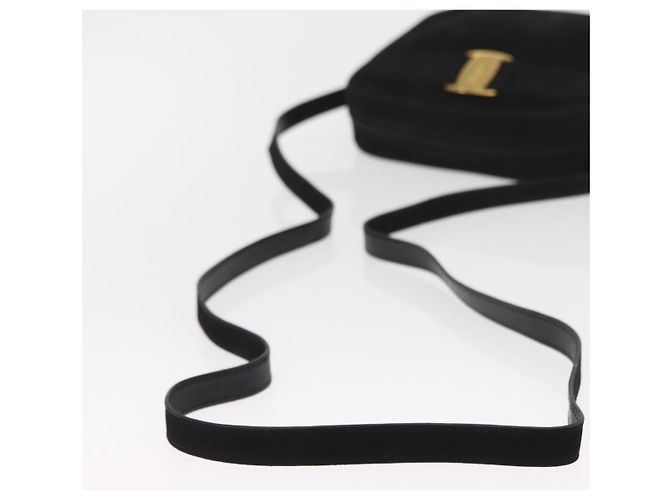 Borsa Clutch Vala in suede Salvatore Ferragamo Nero - vista 7