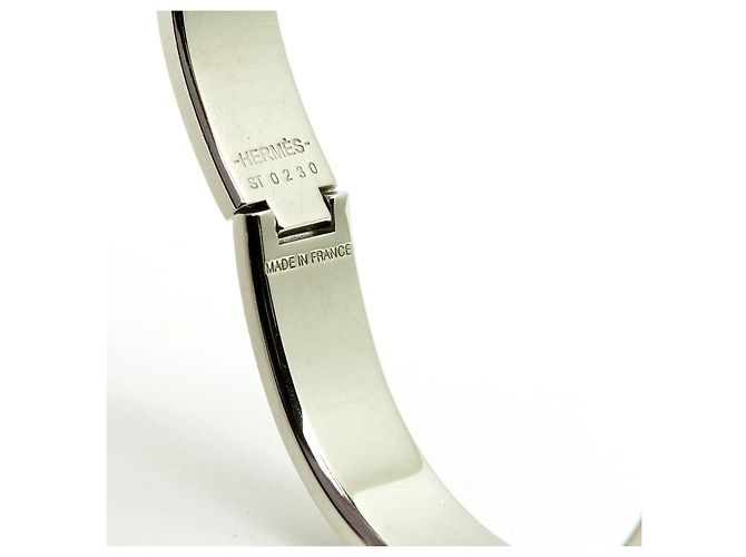 Bracciale Hermès Clic Cadenas TS Tricolore Smalto Kelly Locker Bangle PM Argento - vista 4