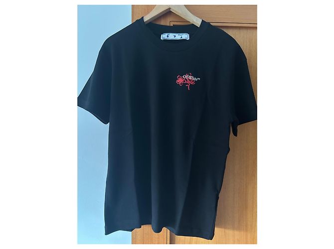 Off White Off-White Schwarzes T-Shirt mit Rotem Blumenmuster - Ansicht 2