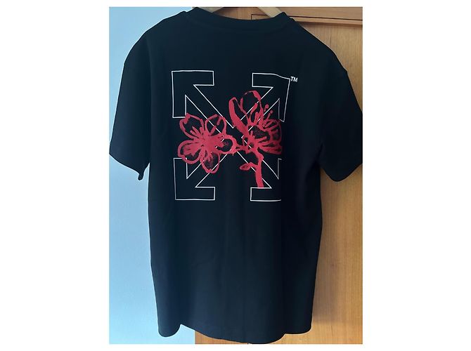 Off White Off-White Schwarzes T-Shirt mit Rotem Blumenmuster - Ansicht 3
