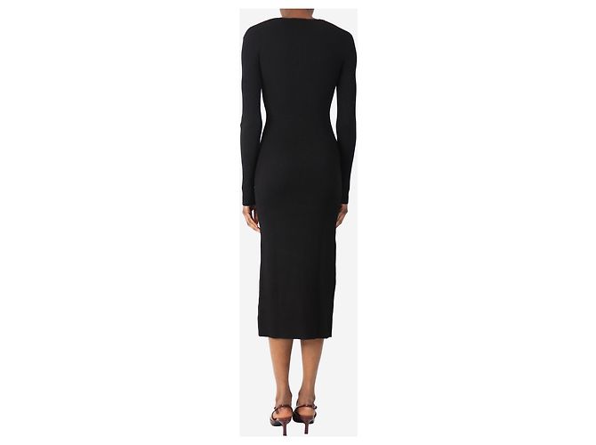 Ganni Schwarzes Rippenstrick-Midi-Kleid - Größe S - Ansicht 2