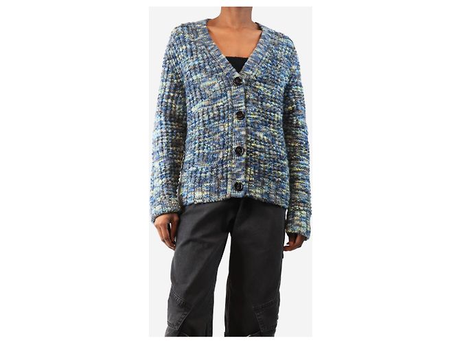 Acne Blauer Keatrice melierter Strickwollcardigan - Größe XS - Ansicht 3