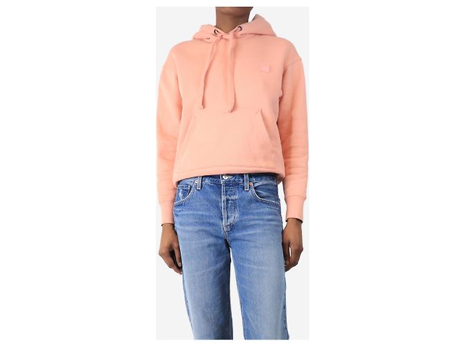 Acne Hoodie in Lachsrosa mit Smiley - Größe XXS - Ansicht 3