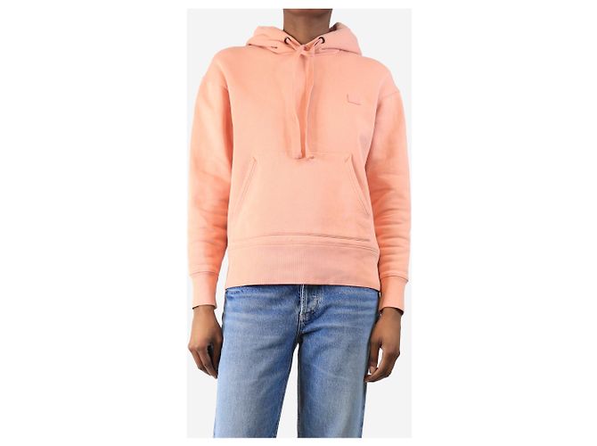Acne Hoodie in Lachsrosa mit Smiley - Größe XXS - Ansicht 4
