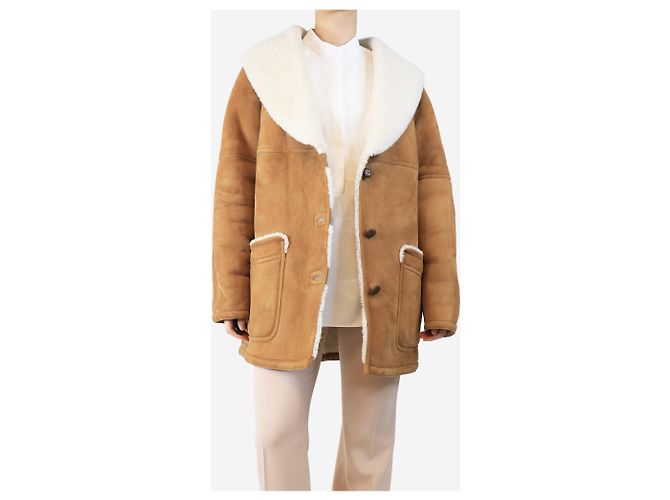 Autre Marque Abrigo de shearling marrón - tamaño M Castaño - vista 3
