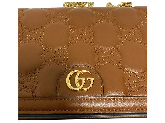 Borsa a Spalla in Pelle GG Matelassé Gucci Marrone - vista 7