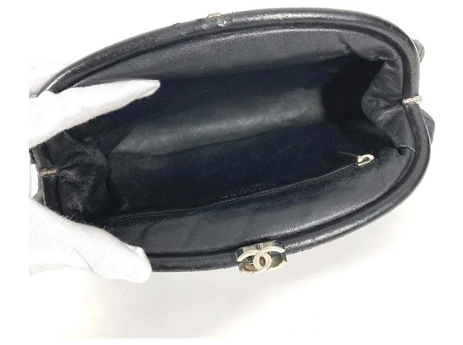 Borsa clutch in pelle nera Chanel Nero - vista 12