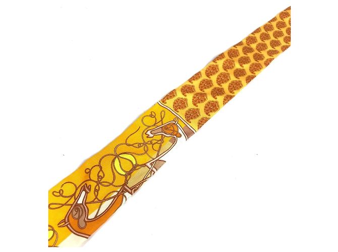 Bufanda Twilly con estampado de caballo Hermès Naranja - vista 6
