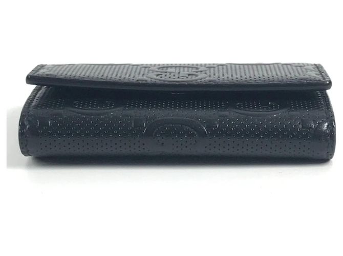 Portachiavi in pelle goffrata GG Gucci Nero - vista 5