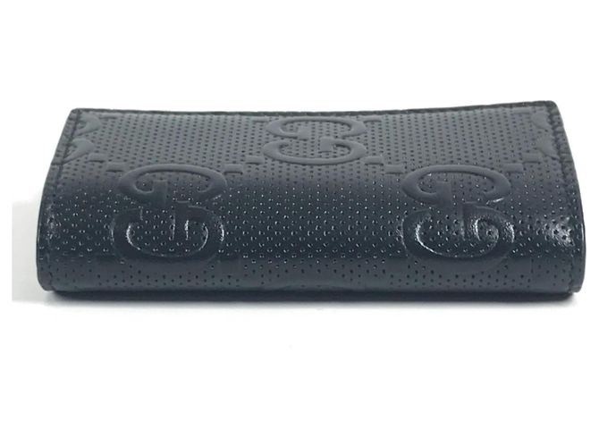 Portachiavi in pelle goffrata GG Gucci Nero - vista 6