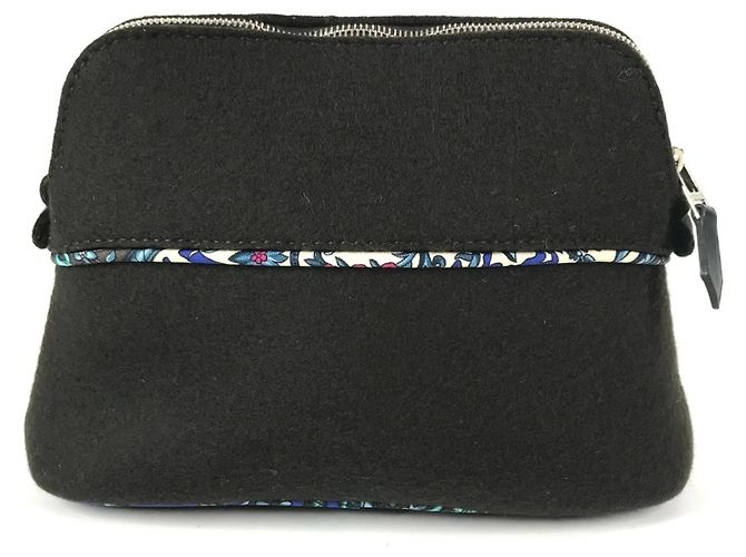 Silk In Pochette per il trucco Serie Logo Hermès Nero Blu - vista 2