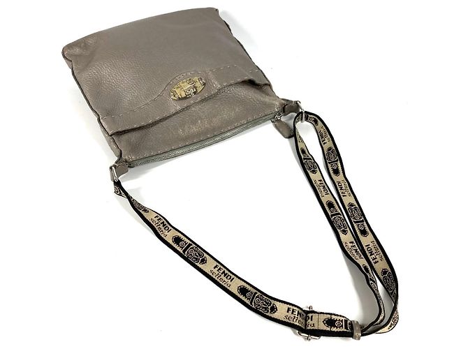 Borsa a tracolla FENDI Selleria Logo Marrone Metallico - vista 11