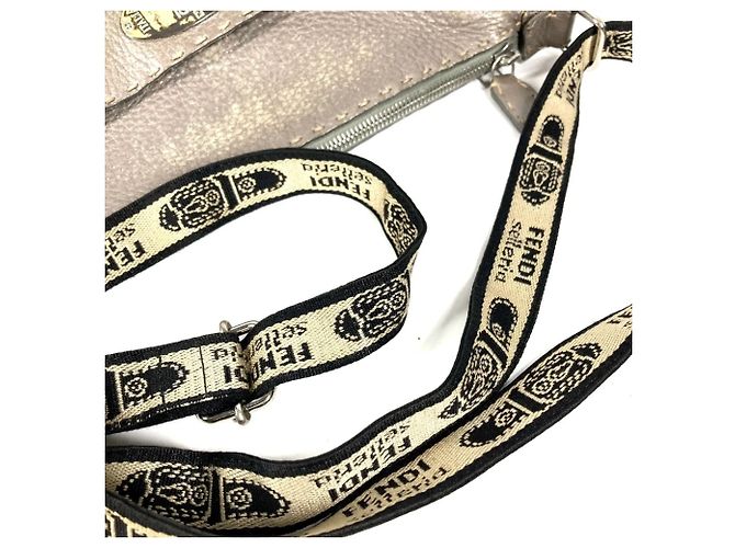 Borsa a tracolla FENDI Selleria Logo Marrone Metallico - vista 12